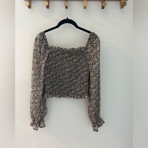 Japna brand long sleeve floral peasant blouse